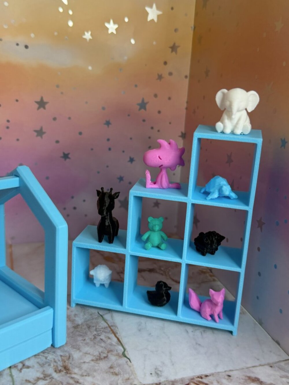 Cubes Display Shelf for Baby Doll | 3D Printed Dollhouse Shelf